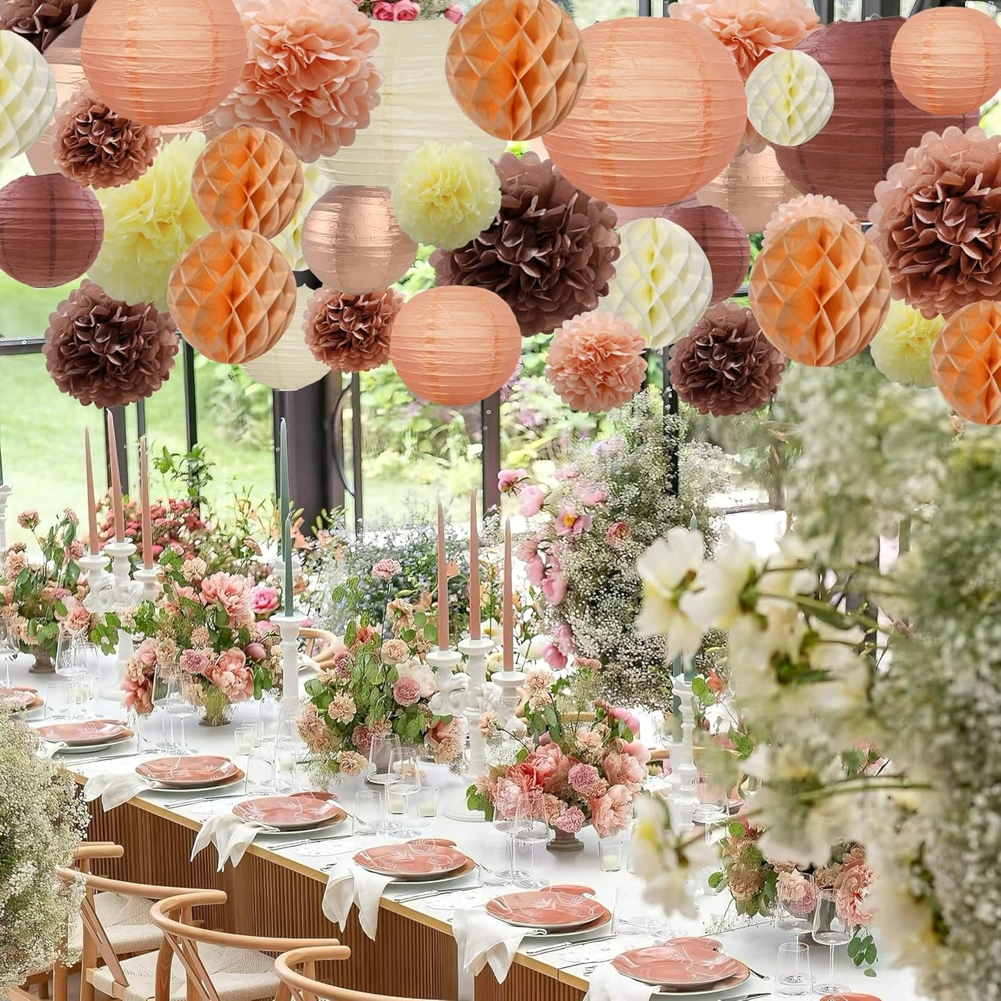 WOLHOWLTD Mermaid Theme Paper Decoration Set - 33 Pcs Paper Lanterns, Pompoms, Honeycomb Decorations for Mermaid Theme, Baby Shower,Wedding Rainbow Birthday Party Home Decoration(Pink Blue Purple)