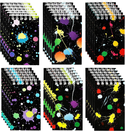 36 Pcs Mini Neon Notebooks Glow Party Small Spiral Notepads Neon Party Favors for Kids Birthday Gifts School Classroom Rewards, 6 Styles