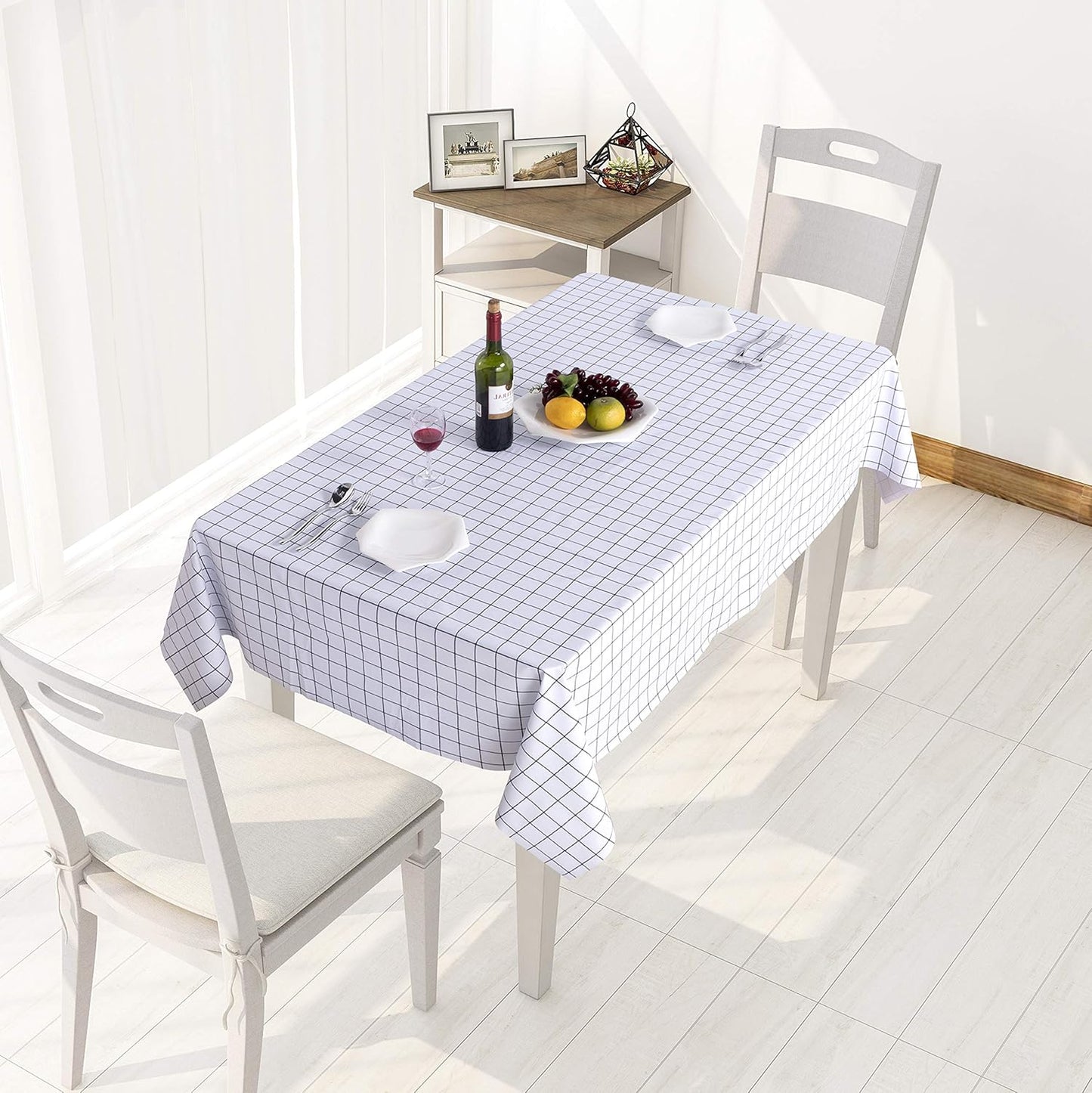 sancua Clear Plastic 100% Waterproof Tablecloth - 54 x 78 Inch - Vinyl PVC Rectangle Table Cloth Protector Oil Spill Proof Wipe Clean Table Cover for Dining Tables, Parties & Camping, Crystal Clear