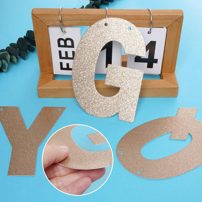 DIY Banner Kit with Letters Glitter Banner Letters Customizable Birthday Banners Graduation Banner Custom Party Hanging Banner for Graduation Wedding Party Baby Shower Decoration(Gold)