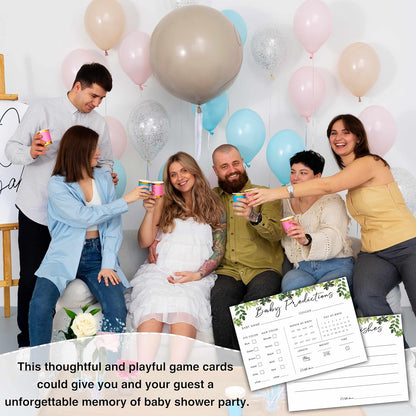 Baby Predictions and Advice Cards, 5" x 7" Pink Baby Shower Predictions Cards, Daily Party Games & Activities Favors for Newparents - G08