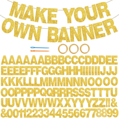 BEISHIDA 116 PCS A-Z DIY Letter Banner Kit Make Your Own Banner Including 111 Letters and Numbers 3 Rope and 2 Threading Device,Customized for Birthday Graduation Wedding Decor Black