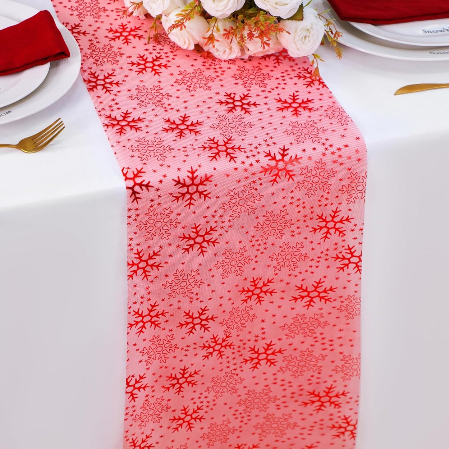Snowkingdom 2 Pieces Gold Table Runner, Sequin Glitter Foil Metallic Thin Mesh Runner Roll 11"x108", Gold Table Decorations for Event Party, Wedding, Birthday Party, Christmas