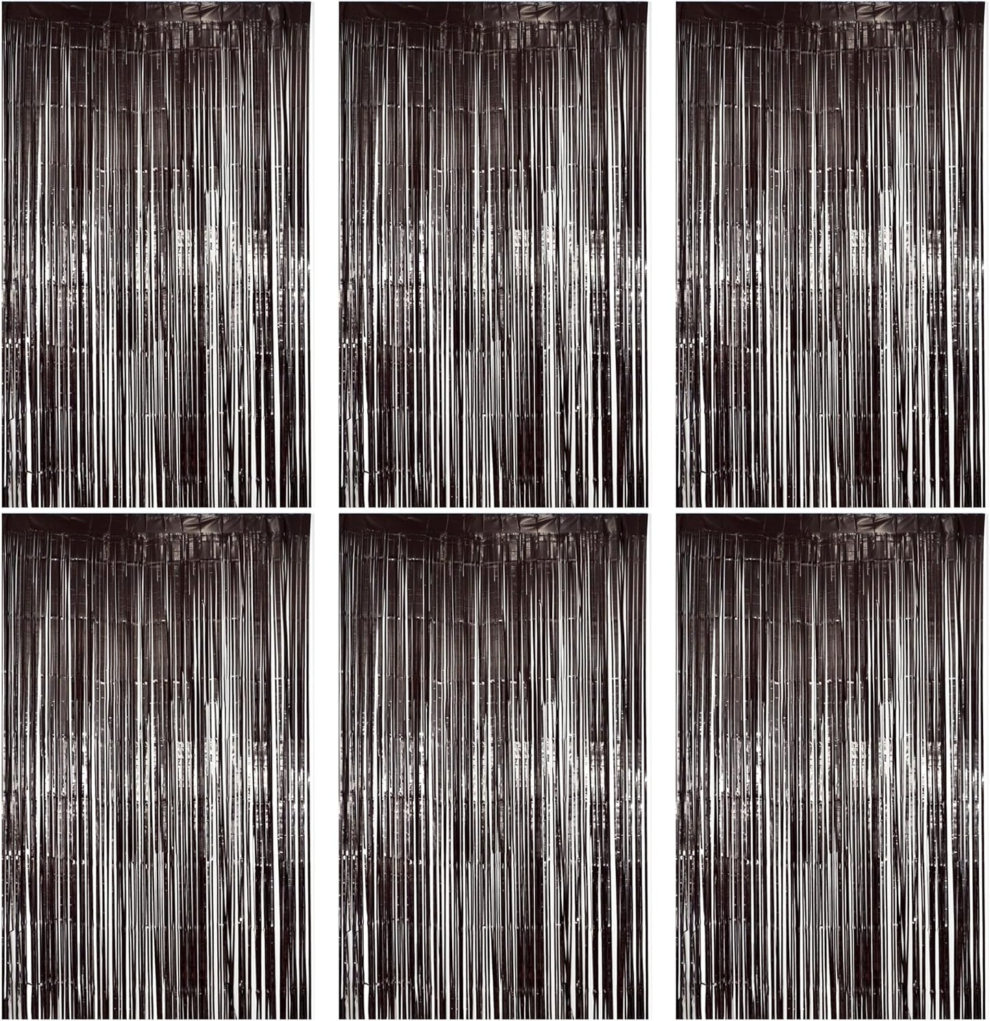 Hampton Distribution 6 Pack Silver Foil Fringe Curtains, Silver Tinsel Backdrop Party Curtains, Party Supplies for Birthday, Holidays, Parties & More
