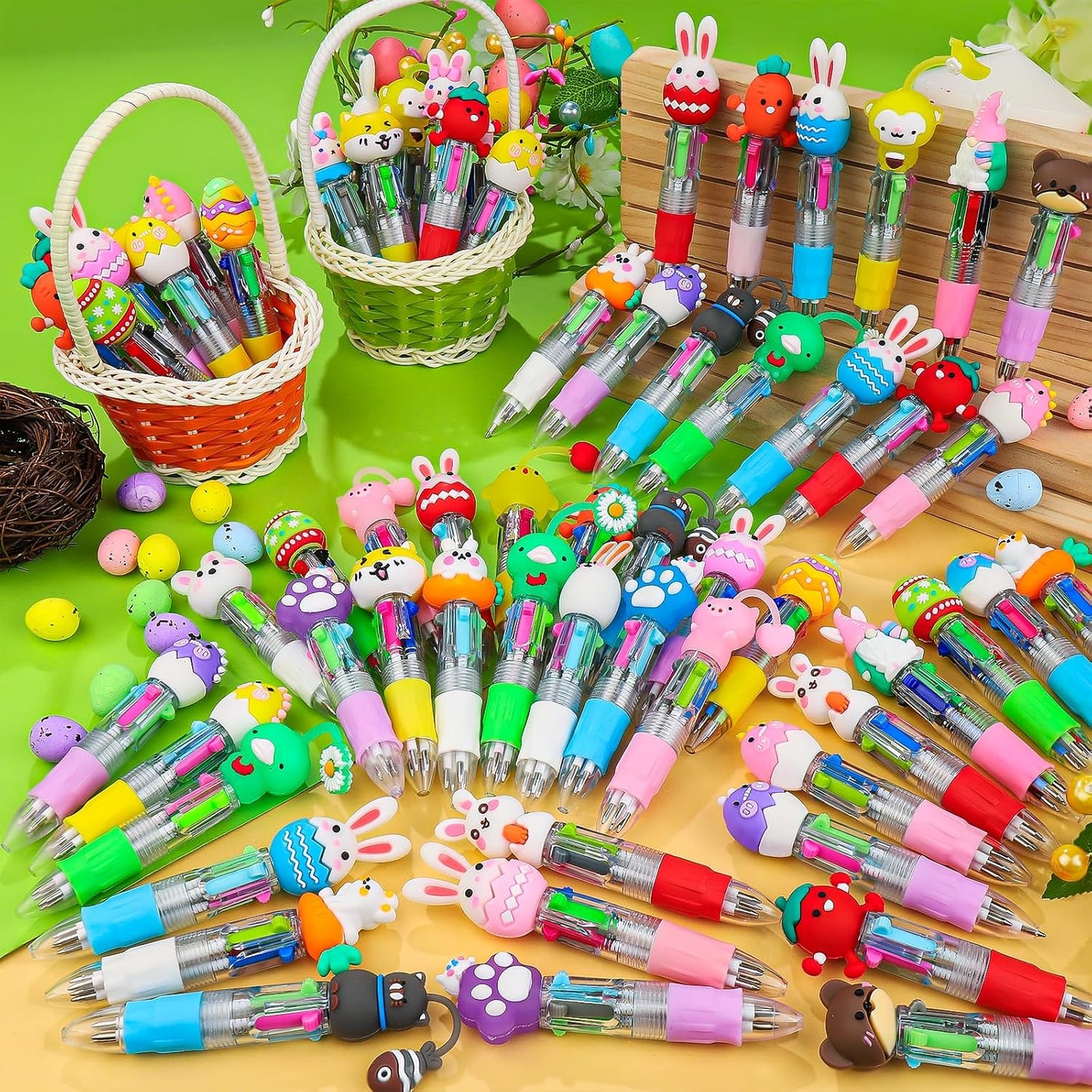 CZWZ 20Pcs Mini Multicolor Pens in One 4-in-1 Cute Pens Bulk for Kids, Fun Kawaii Ballpoint Pens for Birthdays and Children's Party Favors Gifts Teacher School Supplies