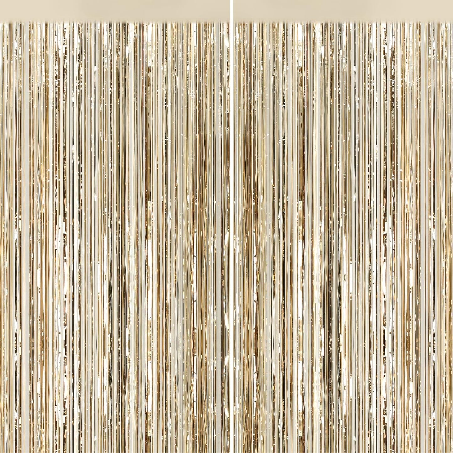 GCB 2Pack Black Metallic Tinsel Foil Fringe Curtains, Black Foil Curtain Backdrop, Photo Booth Props for Birthday Wedding Baby Shower Bachelorette Xmas Celebration Party Decorations Door Streamers