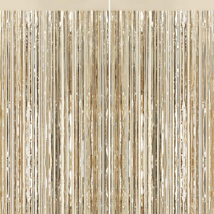 GCB 2Pack Black Metallic Tinsel Foil Fringe Curtains, Black Foil Curtain Backdrop, Photo Booth Props for Birthday Wedding Baby Shower Bachelorette Xmas Celebration Party Decorations Door Streamers