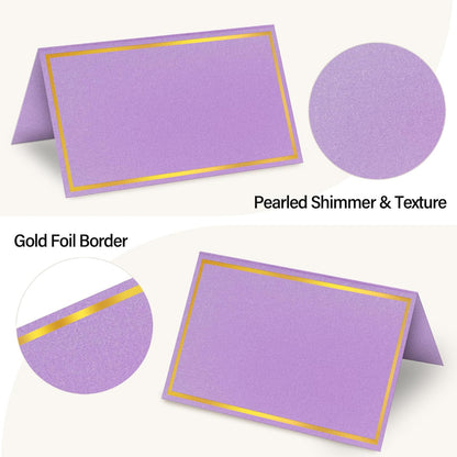 100 Pack Gold Table Cards Place Cards Name Cards for Table Setting, 250g Pearled Table Tents Name Tents, Avery Place Cards for Wedding, Meeting, Party, Reserved Seating Sign (Gold)