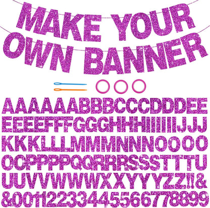 BEISHIDA 116 PCS A-Z DIY Letter Banner Kit Make Your Own Banner Including 111 Letters and Numbers 3 Rope and 2 Threading Device,Customized for Birthday Graduation Wedding Decor Black