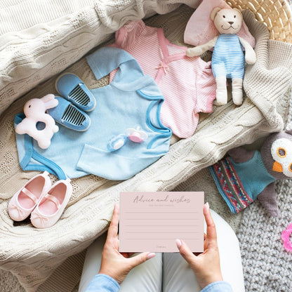 Baby Predictions and Advice Cards, 5" x 7" Pink Baby Shower Predictions Cards, Daily Party Games & Activities Favors for Newparents - G08