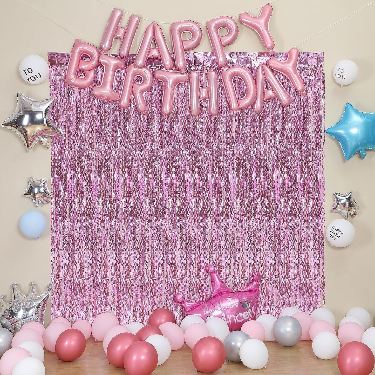 3 Pack Colorful Foil Fringe Curtain Backdrop - 6.6 x 3.3 ft Wavy Rainbow Tinsel Backdrop Curtain Metallic Streamers Iridescent Holiday Photo Booth Party Decorations