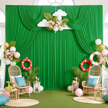 10ftx10ft Black Backdrop Curtains for Weddings Parties, Wrinkle Free 2 Panels Silky Polyester Photo Backdrop Drapes Back Drop Cloth Drapery for Birthday Mother'sDay Photography Background