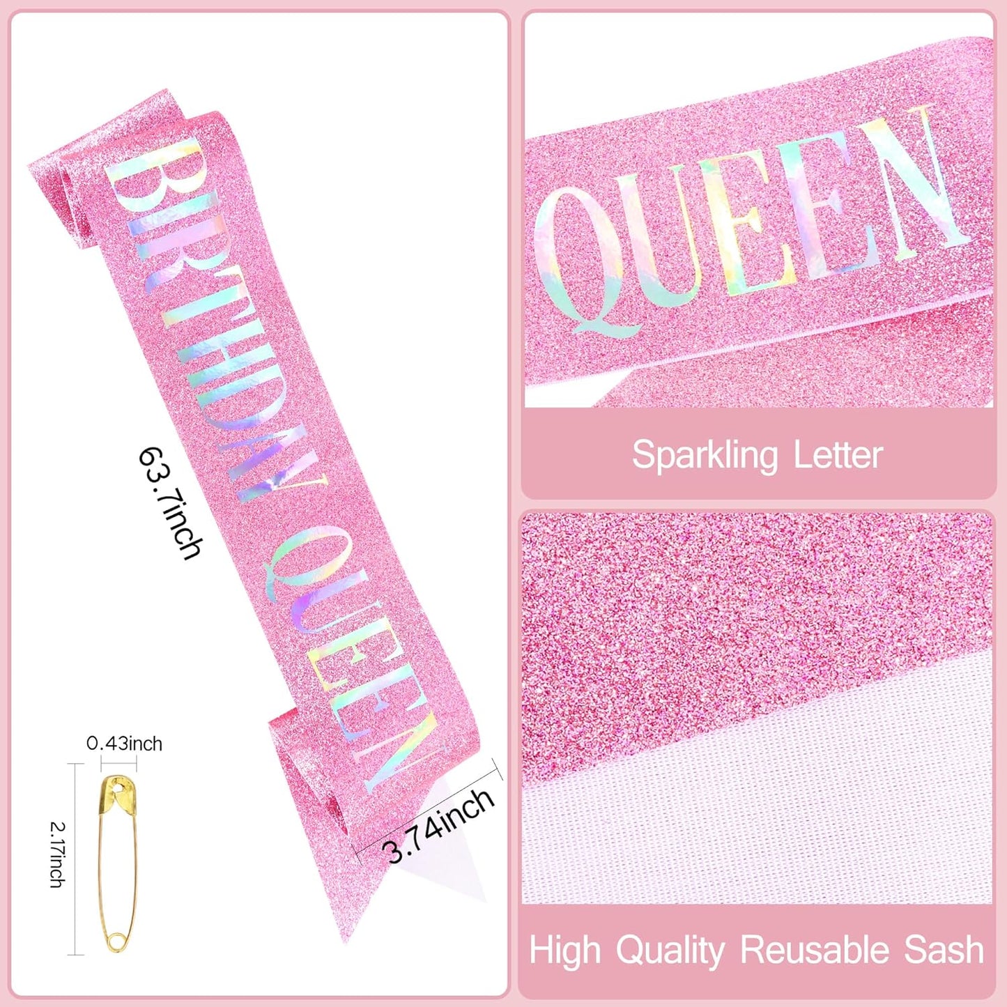 COCIDE Birthday Queen Sash & Rhinestone Tiara Set Gold Happy Birthday Crowns for Women Party Decoration Kit Rhinestone Headband for Women Glitter Crystal Hair Accessories for Cake Topper