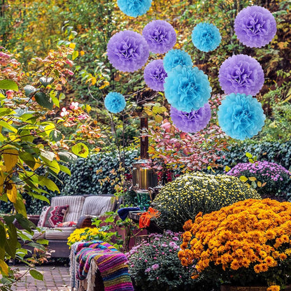20 PCS Orange Tissue Paper Pom Poms, Tissue Pom Poms Flowers, Sizes of 6", 10", 12", 14" Hanging Paper Flower Ball for Wedding, Birthday, Halloween, Christmas, Baby Shower Party Decor