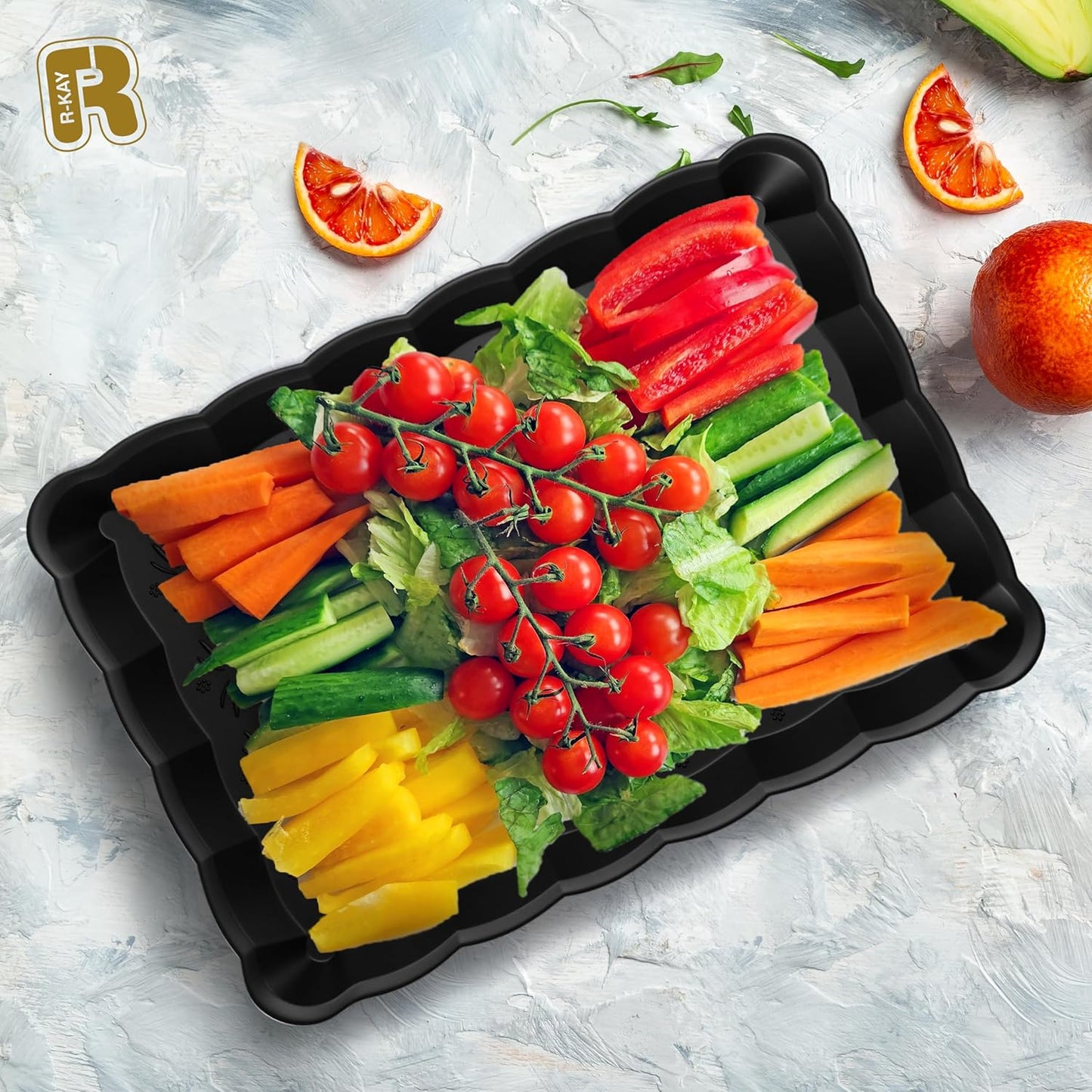 6 Pack Clear Plastic Serving Trays for Party, 9 x 13 Inch - Heavy Duty Plastic Trays for Food - Rectangular Party Serving Trays and Platters - Clear Disposable Trays