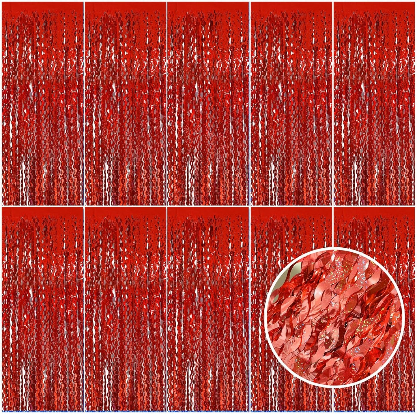 Tinsel Foil Fringe Curtains Wavy Backdrop for Parties Sparkle Metallic Wavy Foil Fringe Backdrop Curtain for Party Decorations Photo Booth Props for Birthday Graduation Wedding