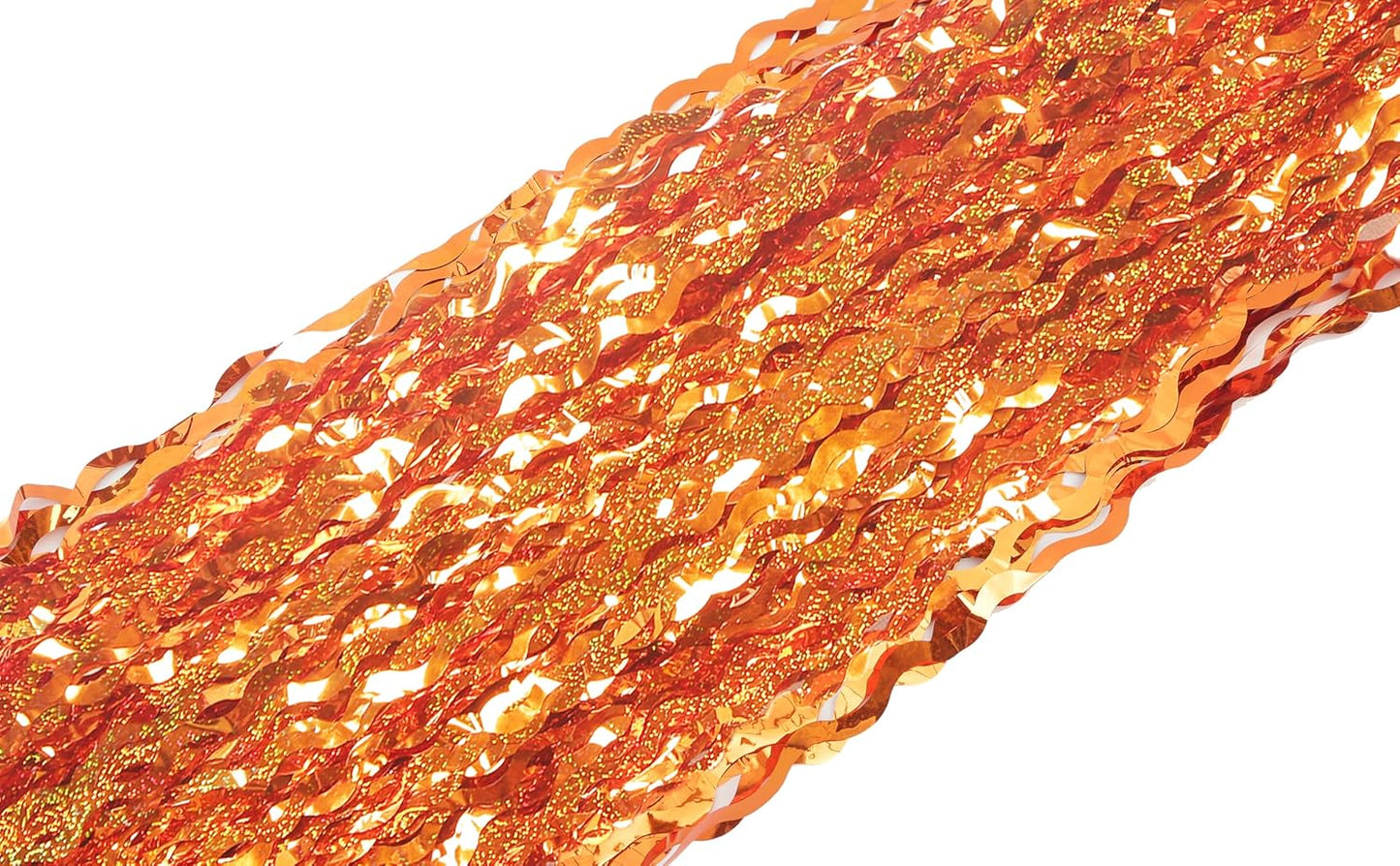 4 Pack Wavy Champagne Gold Metallic Tinsel Foil Fringe Curtains Backdrop - 3.3X6.6ft Foil Fringe Backdrop for Parties | Door Streamers for Birthday | Photo Booth Backdrops Party Decor