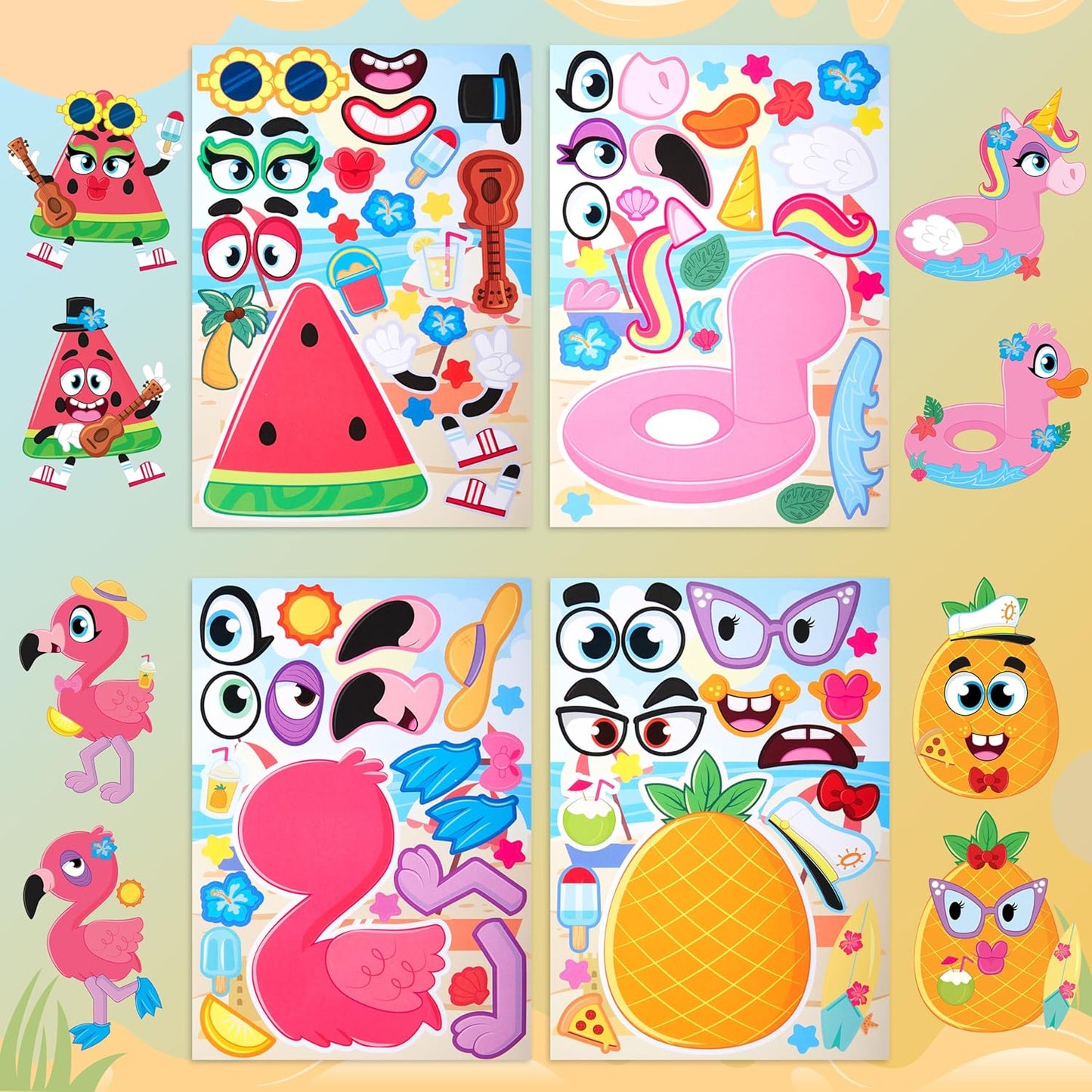 JOYIN 36 Sheets 9"x6" Make a face Stickers for Kids, Make Your Own Animal Stickers with Unicorn, Dinosaur, Sea and Safari Animals, Crafts Birthday Party Favors, Goodie Bags Classroom Activities