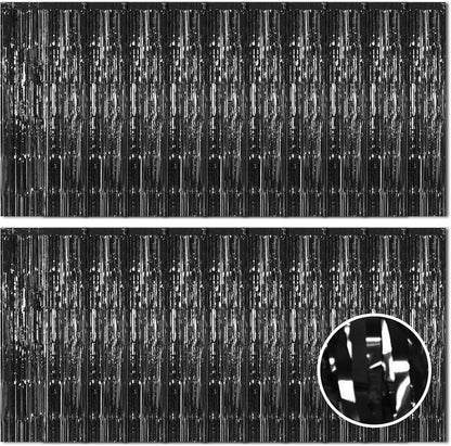 20 Pack Silver Foil Curtain Backdrop 3.2ft x 8.2ft Foil Fringe Backdrop Curtain Metallic Tinsel Foil Fringe Curtains Streamer Backdrop Curtains for Birthday Party Decorations Photo Booth (Silver)