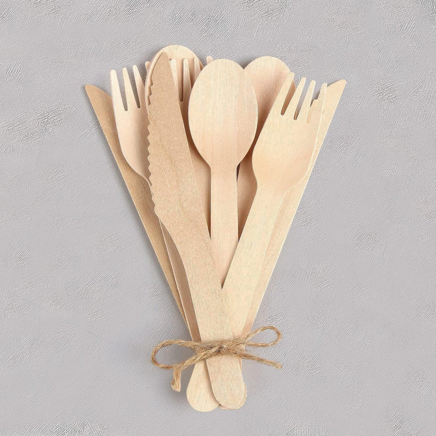 100% Compostable Cutlery Set - 150 Pieces Wooden Compostable Utensils [50 Forks, Knives, Spoons] - Disposable Wooden Cutlery, Eco Friendly Forks & Spoons Set Party Utensils