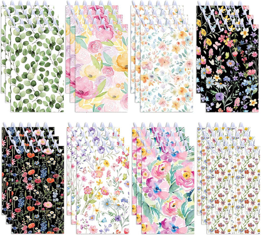 24pcs Floral Mini Spiral Notebooks Small Flowers Mini Notepads DIY Art Crafts for Spring Theme Wedding Birthday Party Gifts School Rewards Favors Supplies