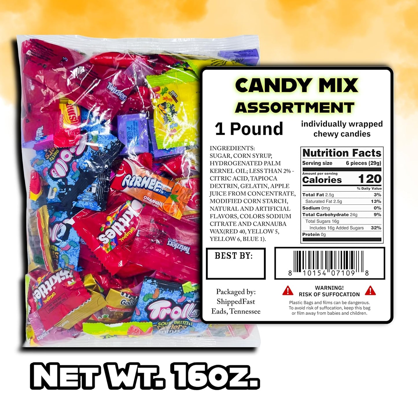 Candy Mix Variety Pack Bulk Assorted Chewy. Individually Wrapped Bag of Candy for Piñata Stuffers, Goodie Bags, Birthday Parties, Kids’ Treats & Party Favors 1 lbs. (Net Wt. 16 oz)