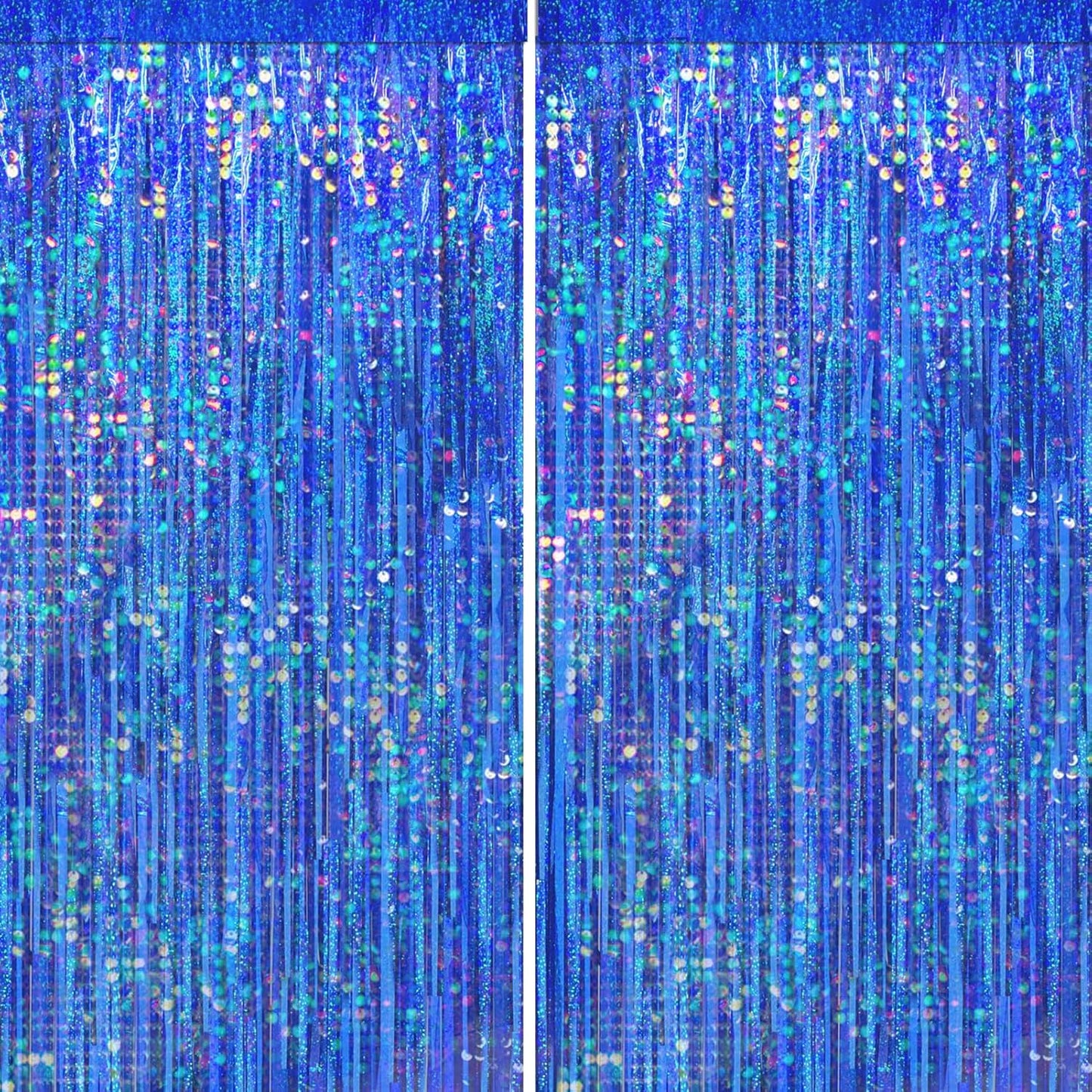 4 Packs Silver Foil Fringe Curtain, Silver Glitter Metallic Tinsel Backdrop for Birthday, Wedding, Baby Shower, Bachelorette, 70s 80s 90s Theme Disco Party, Iridescent Party Decorations Supplies