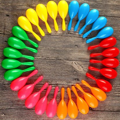 Resinta 30 Pieces Neon Maracas Shakers Mini Noisemaker Bulk Colorful Noise Maker with Drawstring Bag for Mexican Fiesta Party Favors Musical Instrument, 4 Inch, 6 Color