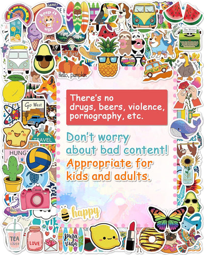 300 Pcs Stickers for Kids, Cute Water Bottle Vinyl Waterproof Laptop Stickers for Students Gifts School Supplies Classroom Teacher Prizes Stocking Stuffers Sticker Pack for Kids Girls Teens