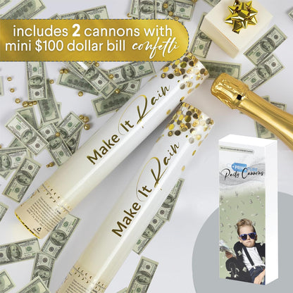 PrimePure Confetti Cannon Party Poppers - Holographic Silver Stars Confetti Popper - 2 Pack - Party Cannon Silver Glitter Star Pop Gun for Birthday, Wedding, Graduation, Celebration, Pranks