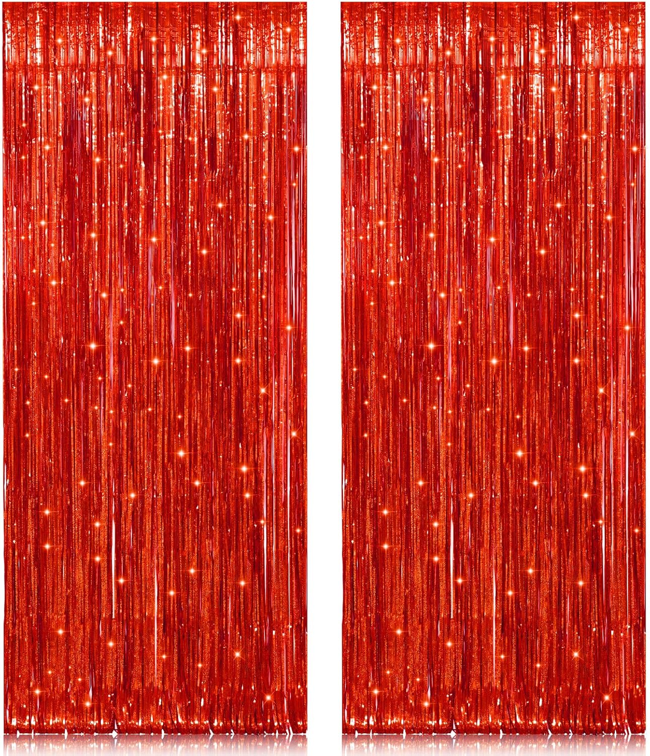 2 Pack 3.2ft x 8.2ft Silver Metallic Tinsel Foil Fringe Curtains, Door Streamer Photo Booth Backdrop for Birthday Graduation Engagement Bridal Shower Bachelorette Baby Shower Party Decorations