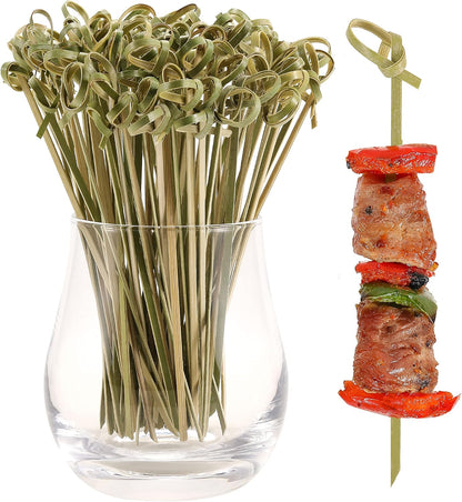 200 PCS Cocktail Picks, 4.7 Inch Toothpicks for Appetizers, Natural Bamboo Knot Skewers, Mini Food Sticks, Fancy Tooth Picks for Drinks,Fruit,Charcuterie,Cocktail Garnish Accessories, Party Supplies