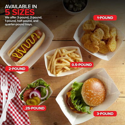 Stock Your Home 100-Pack 3 lb Paper Food Trays – Red & White Checkered Disposable Paper Food Boats, Eco-Friendly Serving Trays for Concessions, Nachos, Snacks & Condiments – 5.75" x 3"