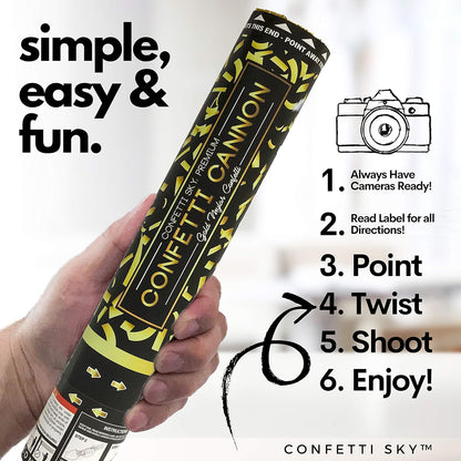 Confetti Sky [6 Pack] 12 Inch Confetti Cannons | Multicolor Confetti Poppers for Wedding Celebration, Birthday Party, Pranks, Graduation, Christmas Eve and New Year Celebration