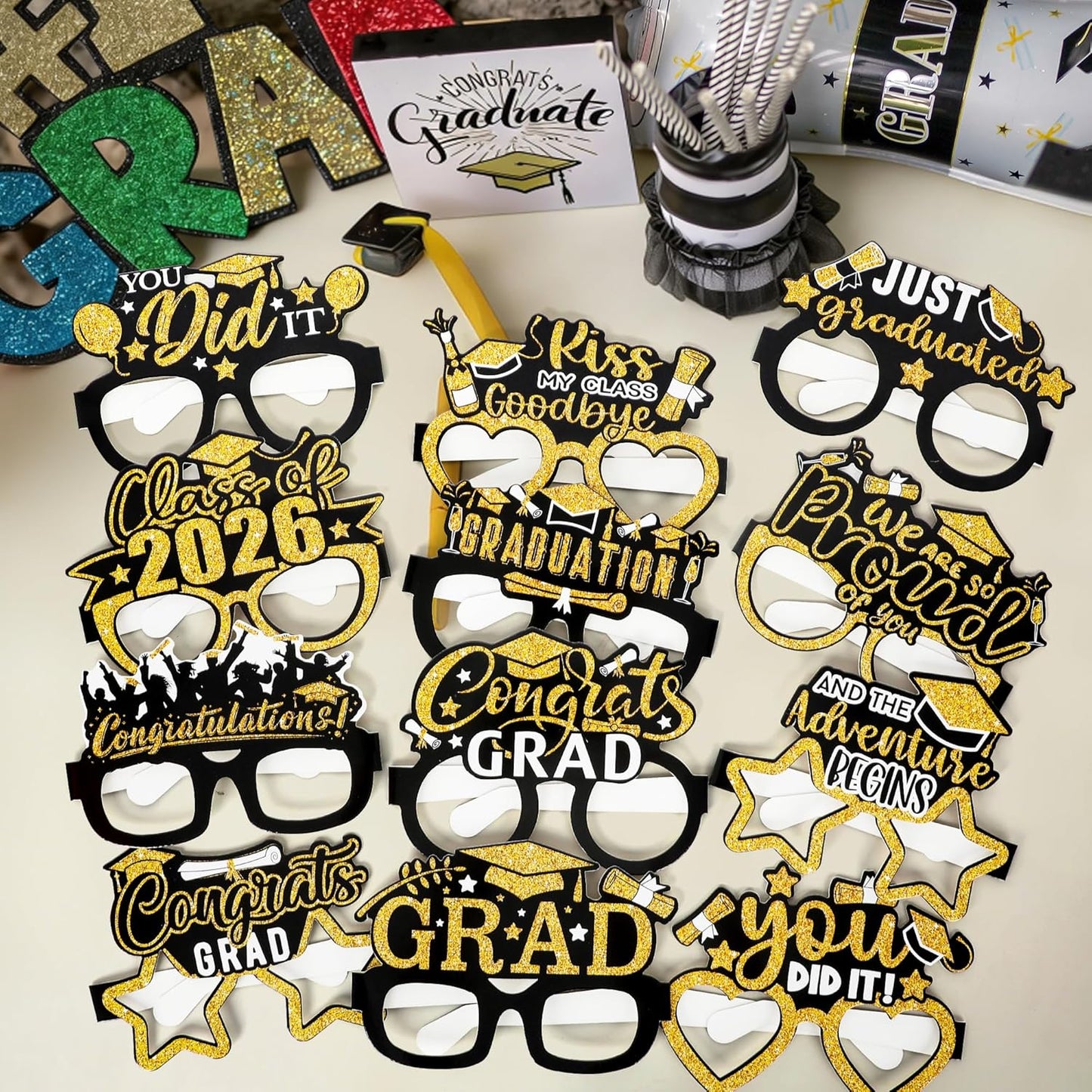 24PCS Hawaiian Party Decorations, Hawaiian Cardboard Glasses Bulk, Luau Party Sunglasses Frame Tropical Dress Pool Props Accessories, Hawaii Carnival Summer Pool Party Decorations for Women Men