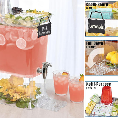 Buddeez Tritan™ Beverage Dispenser with Party Tray Lid - 2.5 Gallon Cold Drink Dispenser for Juice, Iced Tea, Lemonade, Water