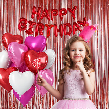 Happy Mothers Day Decorations Melsan 3 Pack 3.2 x 8.2 ft Pinkish Purple Tinsel Fringe Curtain Backdrop, Sparkling Metallic Party Decorations for Girls Birthday, Bachelorette, Wedding, Photo Booth