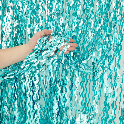 4 Pack Wavy Champagne Gold Metallic Tinsel Foil Fringe Curtains Backdrop - 3.3X6.6ft Foil Fringe Backdrop for Parties | Door Streamers for Birthday | Photo Booth Backdrops Party Decor