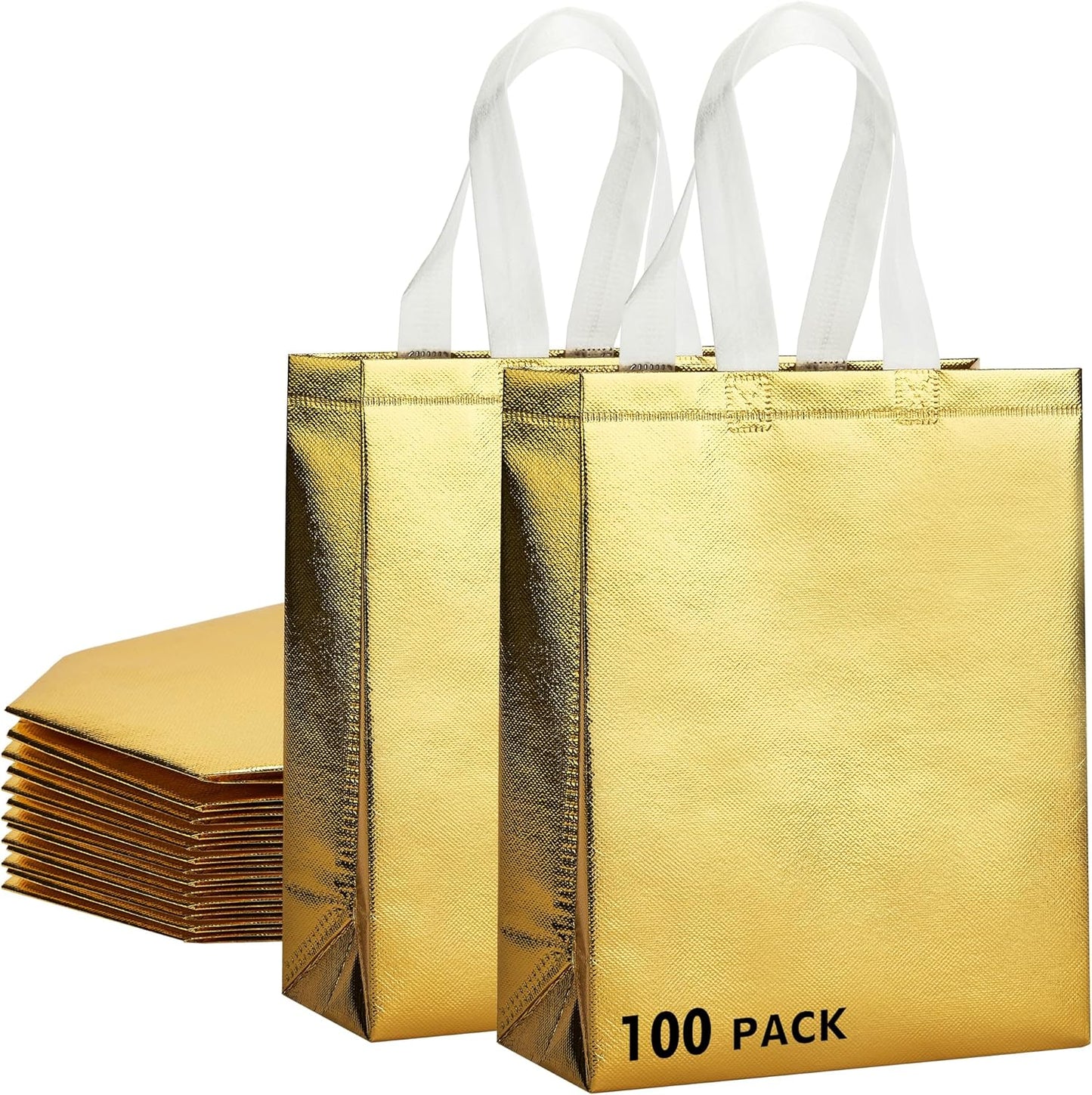 RACETOP 15 Pcs Iridescent Glossy Gift Bags Medium Size, 8x4x10 Inch Holographic Reusable Gift Bags with Handles, Ideal for Birthday, Wedding, Bachelorette, Party Favors, Holiday Goodie