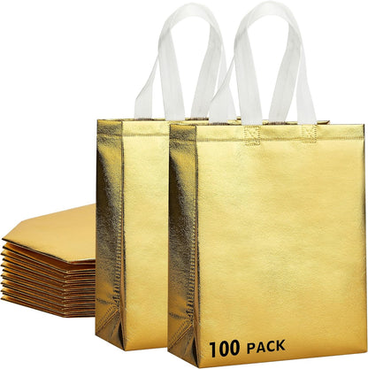 RACETOP 15 Pcs Iridescent Glossy Gift Bags Medium Size, 8x4x10 Inch Holographic Reusable Gift Bags with Handles, Ideal for Birthday, Wedding, Bachelorette, Party Favors, Holiday Goodie