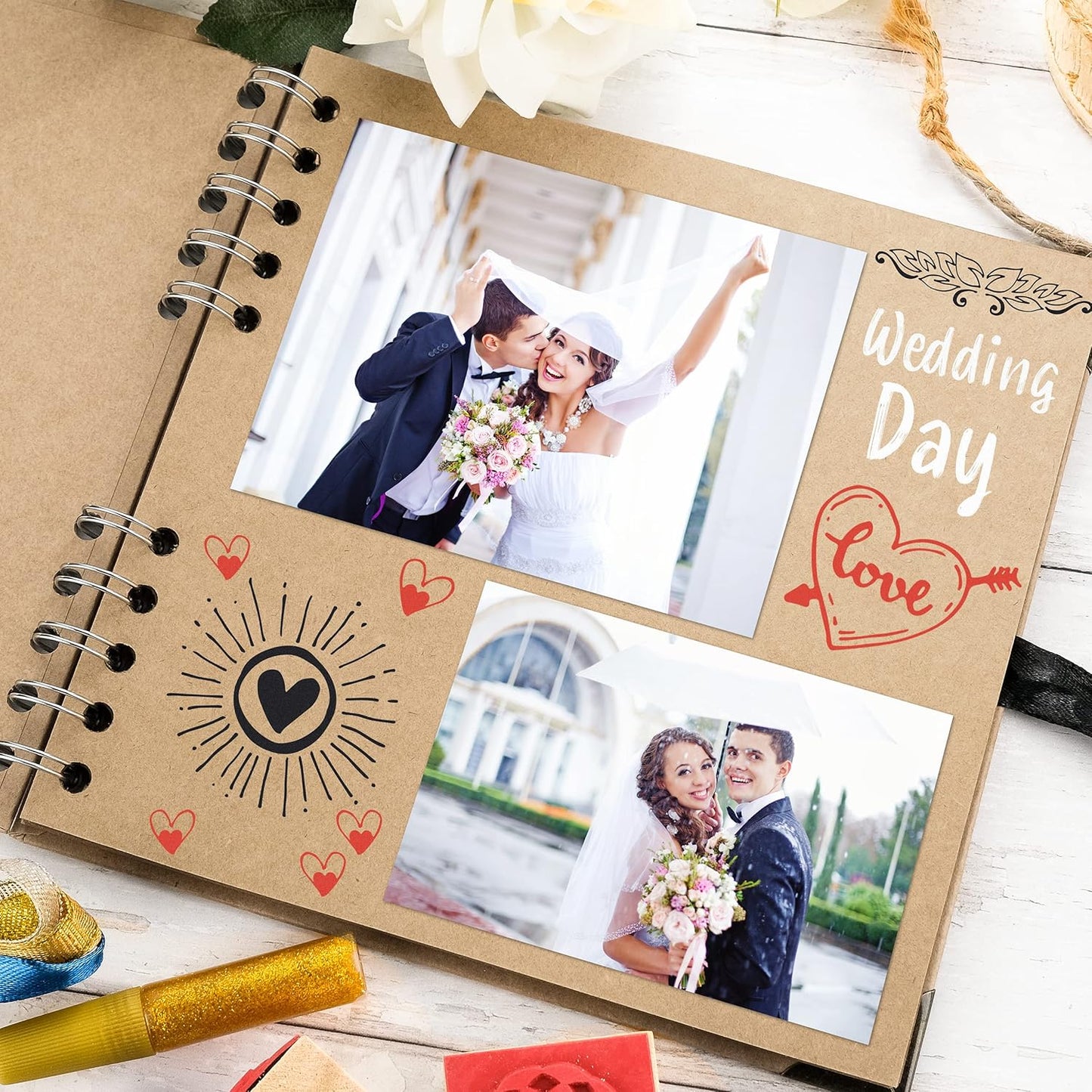 Bstorify Scrapbook Album 60 Pages (8 x 8 Inch) Brown Thick 200gsm Kraft Paper, Photo Album Scrapbook, Memory Book - Ideal for Your Scrapbooking Albums Art & Craft Projects
