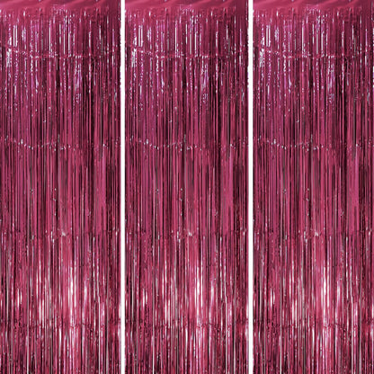 Voircoloria 3 Pack 3.3x8.2 Feet Gold Foil Fringe Backdrop Curtains, Tinsel Streamers, Fringe Backdrop for 2025 New Years Eve, Graduation, Birthday, Baby Shower, Gender Reveal, Disco Party - Colors A