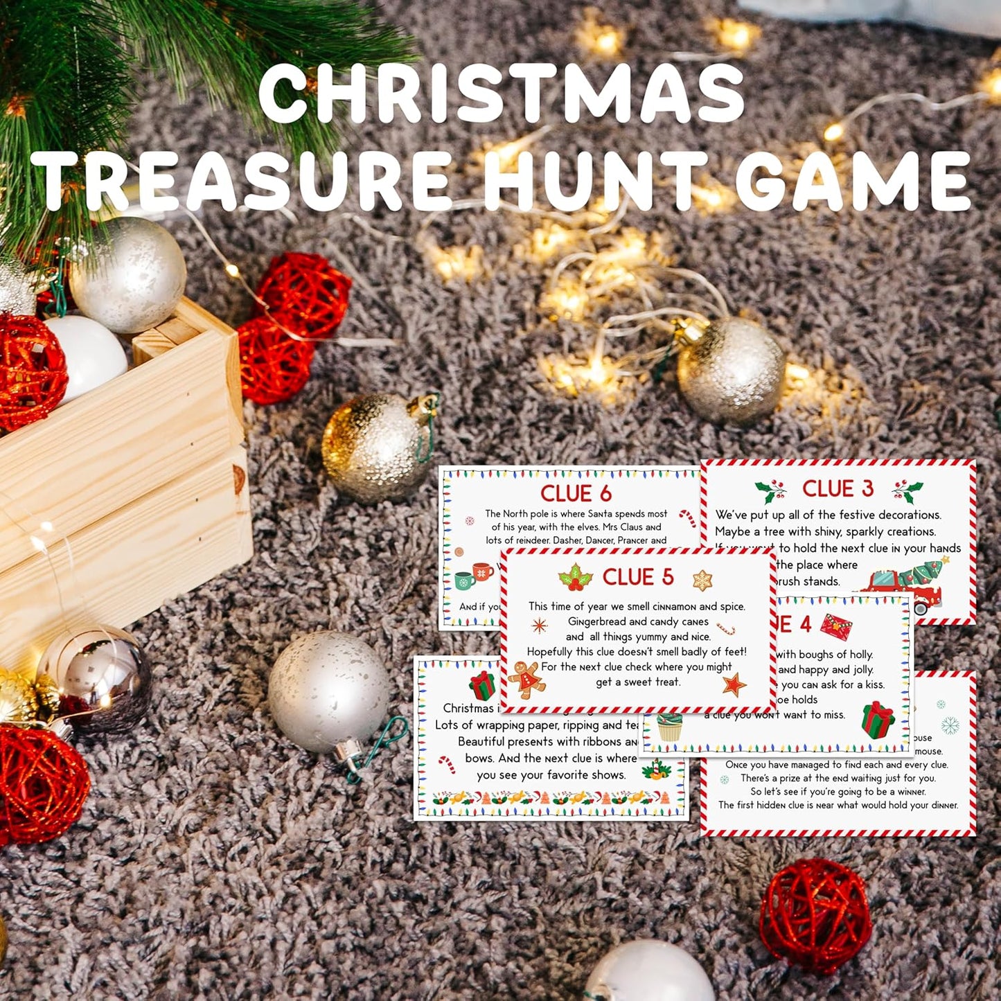 Christmas Treasure Hunt Clues - Xmas Scavenger Hunt Games - Outdoor Indoor Christmas Riddles - Xmas Party Games for Adults - Holiday Party Activities & Decorations (12 Pack)-03