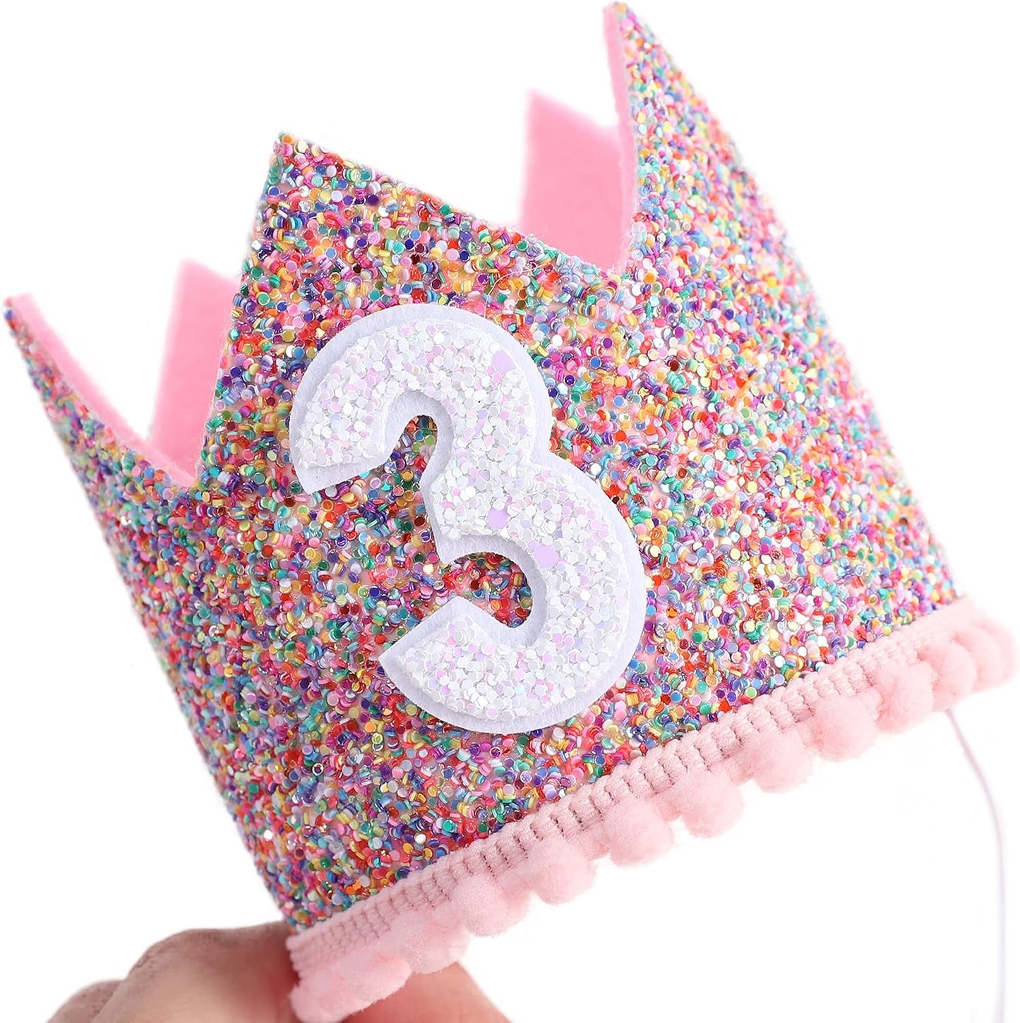 Rainbow Crown - 4th Birthday Party Glitter Crown, Kids Birthday Hats, Baby Photo Props, Little Girls Hair Accessories