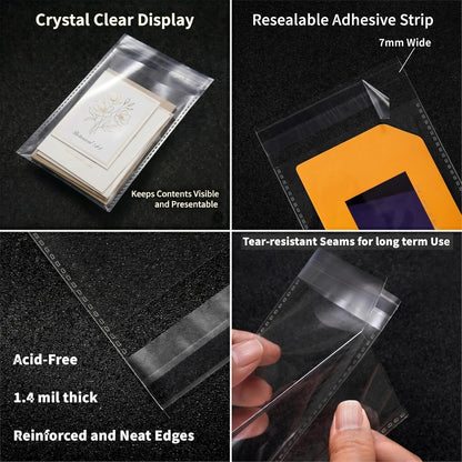 Clear Self Sealing Cellophane Bags 4"x6" (10.2 x 15.2cm) Pack of 200 – 4x6 Cookie Bags with Seal for Treat Bags, Cookies Wrappers Candy Party Favors Goodie