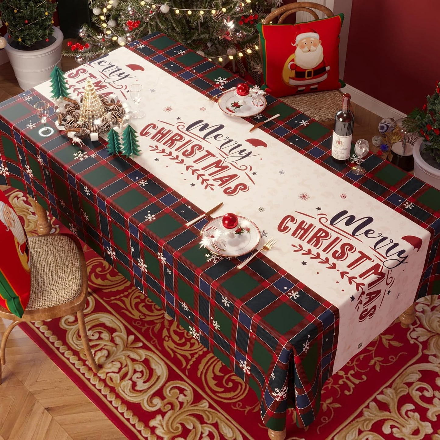 Rectangle Table Cloth,100% Waterproof Tablecloth Oil Proof Spill Proof Vinyl Table Cloth, Wipe Clean Plastic Table Cover for Dining, Camping, Indoor and Outdoor 52" x 70",Leaves