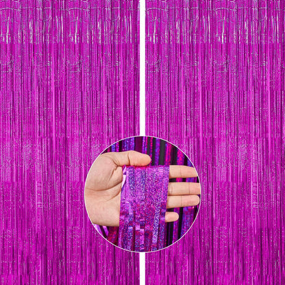 PartyWoo Silver Streamers 3pcs Tinsel Backdrop 8.2FT Metallic Tinsel Foil Fringe Streamer Curtains Party Photo Booth Backdrop for Graduation Baby Shower Bachelorette Wedding Disco Party Decorations