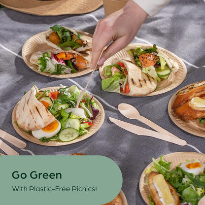 PURPLECLAY Wooden Disposable Utensils Set, 360 PCS Compostable Silverware (120 Forks, 120 Spoons, 120 Knives) Eco Friendly, Plastic-Free Cutlery for Parties & Catering, Alternative to Bamboo Utensils