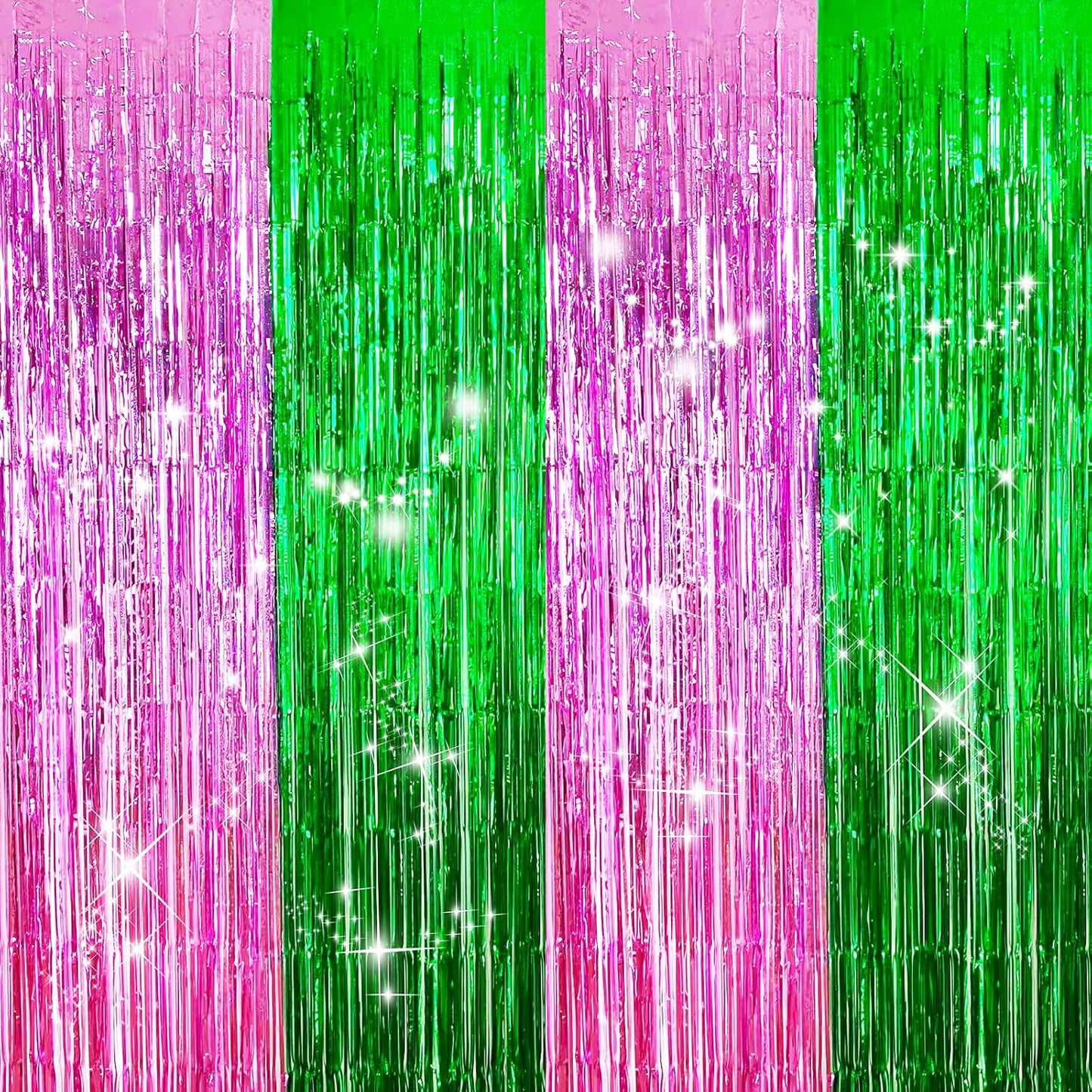 2 Pack Shiny Silver Tinsel Foil Fringe Curtains, 3.3ft x 6.6ft Iridescent Streamers Party Photo Backdrop for Birthday, Wedding, Engagement, Bachelorette Party Decoration