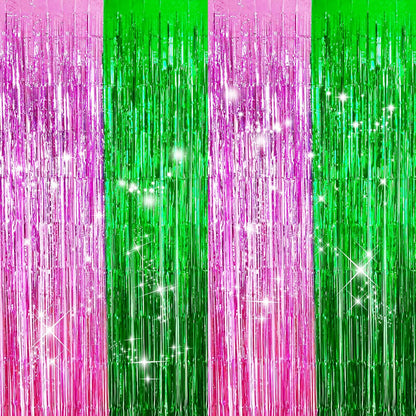 2 Pack Shiny Silver Tinsel Foil Fringe Curtains, 3.3ft x 6.6ft Iridescent Streamers Party Photo Backdrop for Birthday, Wedding, Engagement, Bachelorette Party Decoration